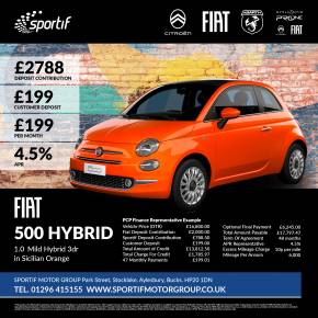 FIAT 500 - SPORTIF SPECIAL OFFER at Sportif Motor Group Aylesbury