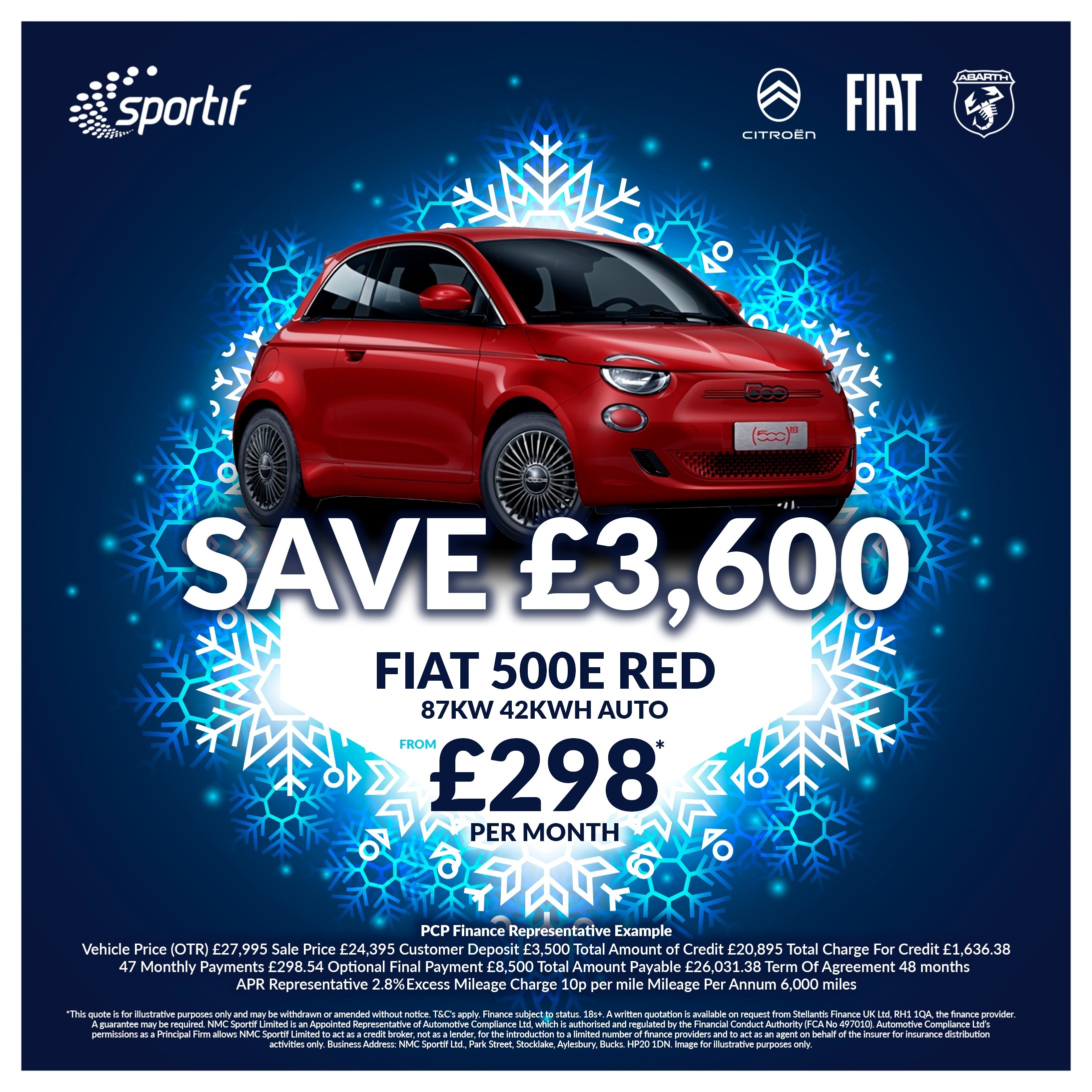 FIAT 500 87kW Red 42kWh 3dr Auto